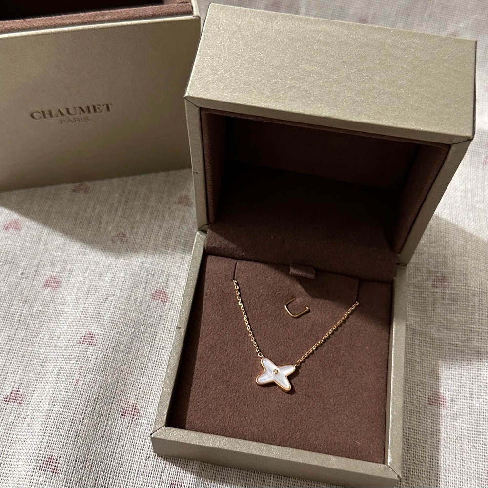 Chaumet Liens Collection, Cross-Shaped Mother-Of-Pearl Necklace.